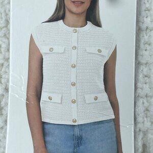 BLANKNYC Women's XL Sleeveless Button Front Vest White d1021